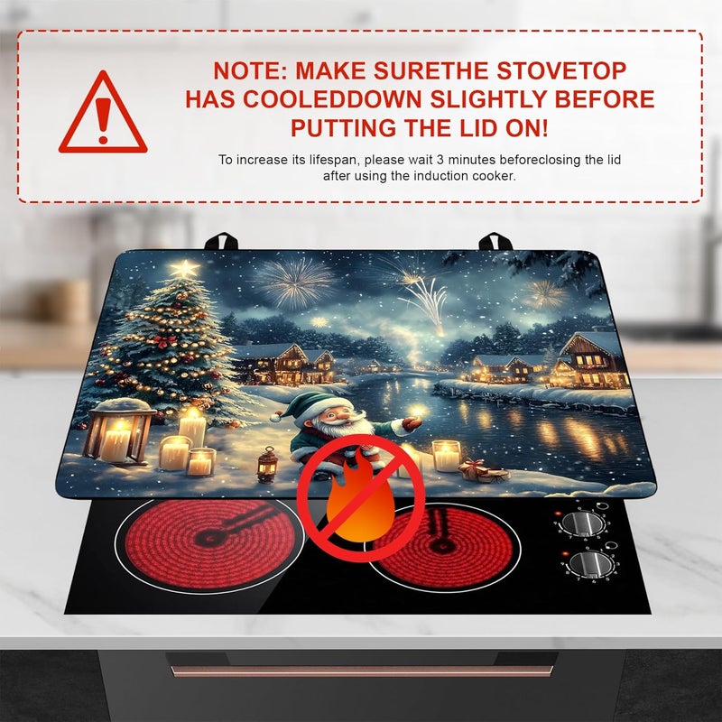 BVBOX Stove Top Cover Retro Flower Gas Stove Top Cover for Home Decoration Kitchen Pad Non-Stick Washable Cooktop Covers Countertop Protector Keep Stove Clean 28"x20" (Snowhouse) - Image 3